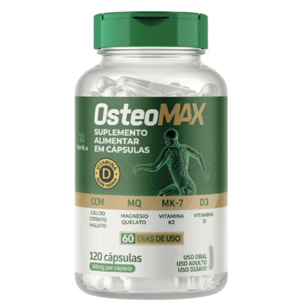 OsteoMax 60caps- Suporte Avançado para Ossos com Cálcio, Magnésio e Vitaminas K2 e D3